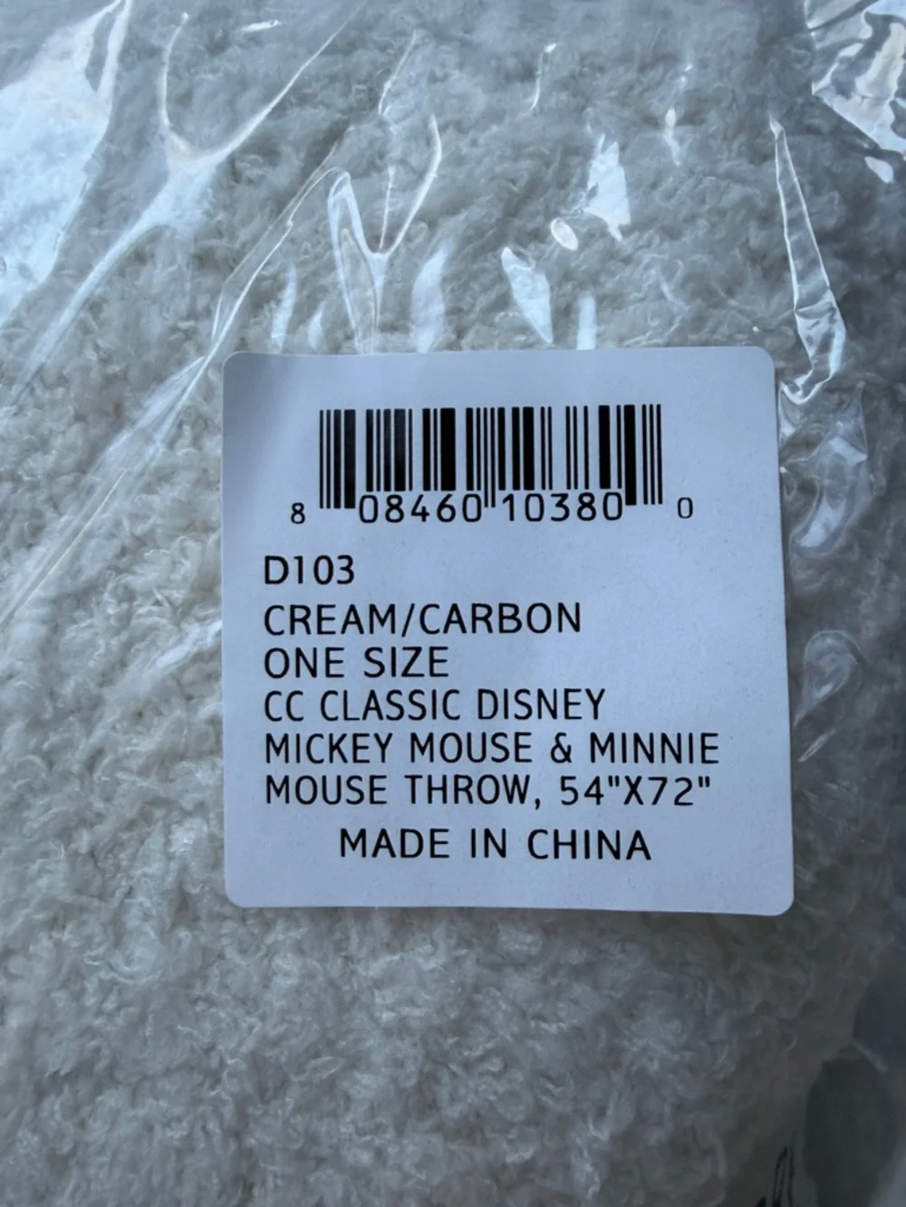 NWT Barefoot Dreams CozyChic Classic Mickey & Minnie Mouse Throw Cream/Carbon